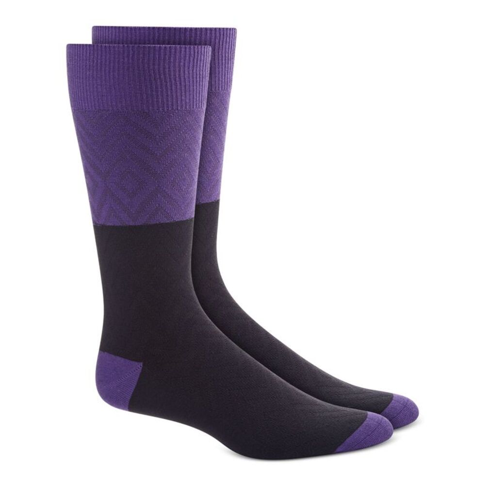 ALFATECH BY ALFANI Mens Purple Moisture Wicking Seamless Casual Crew Socks 7-12